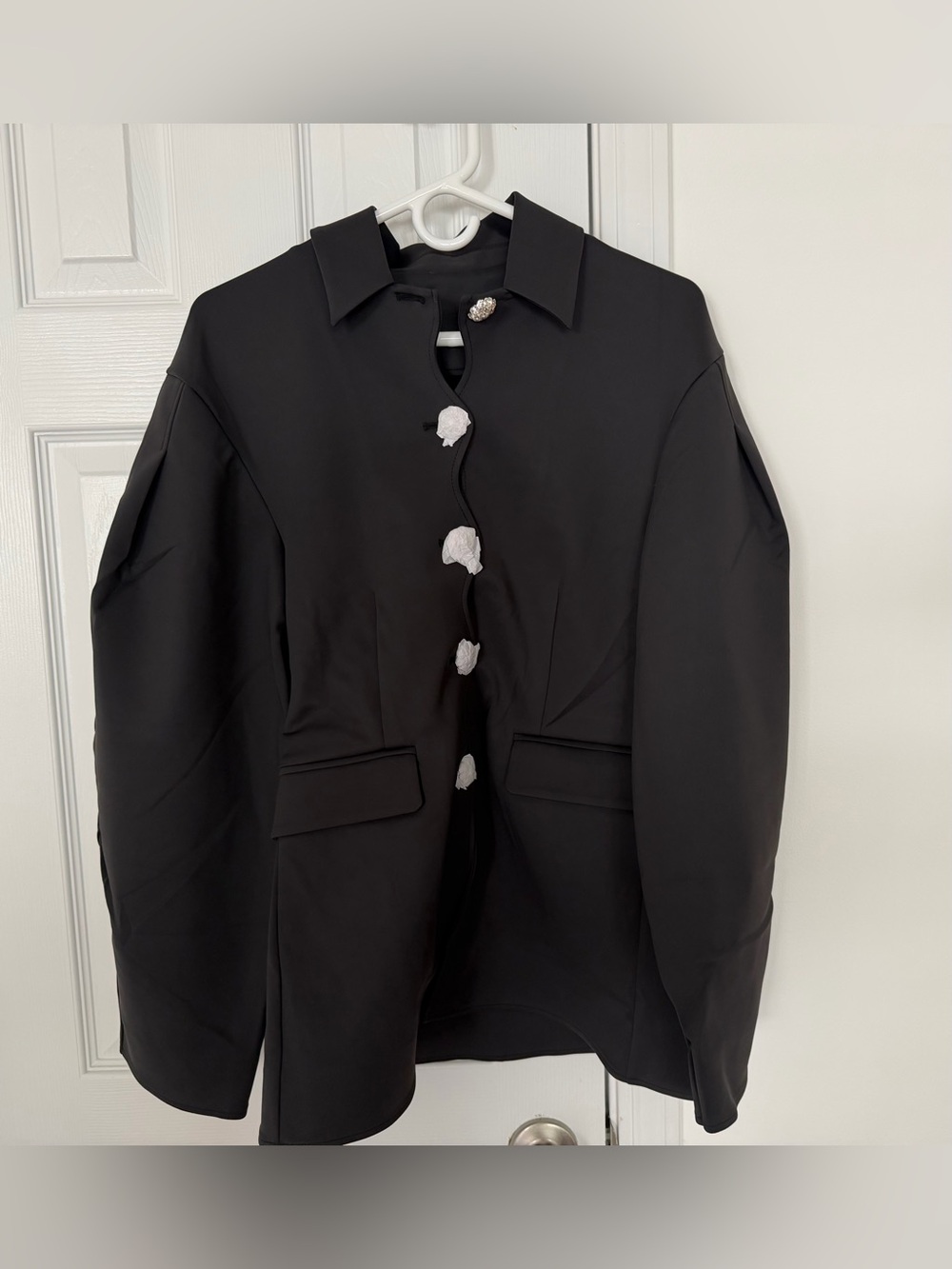 Ganni Women's Black Structured Neoprene Jacket - size 38 - Picture 5 of 12